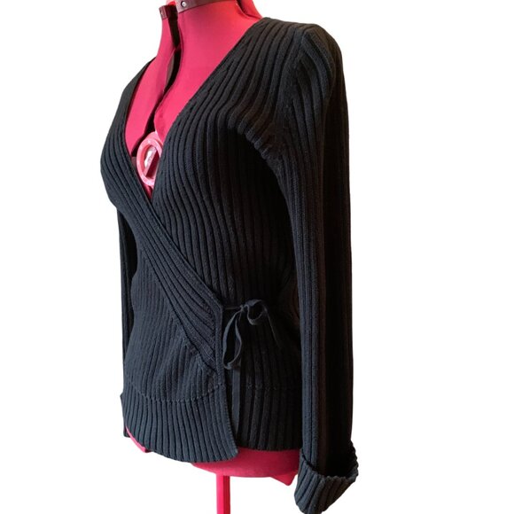 MEXX - Wrap V Neck crossover sweater top Cardigan BLACK - Medium - Picture 8 of 8